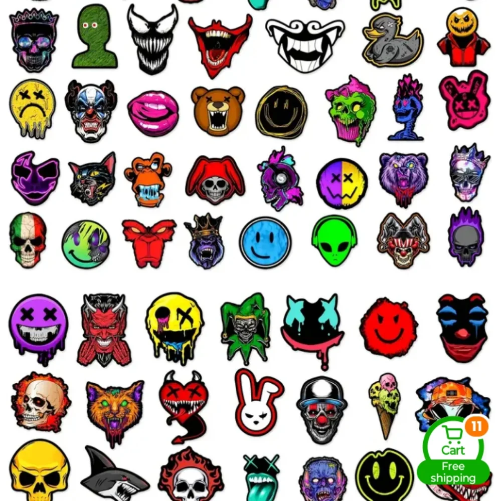 Skull evil smiley faces sticker diy bundle